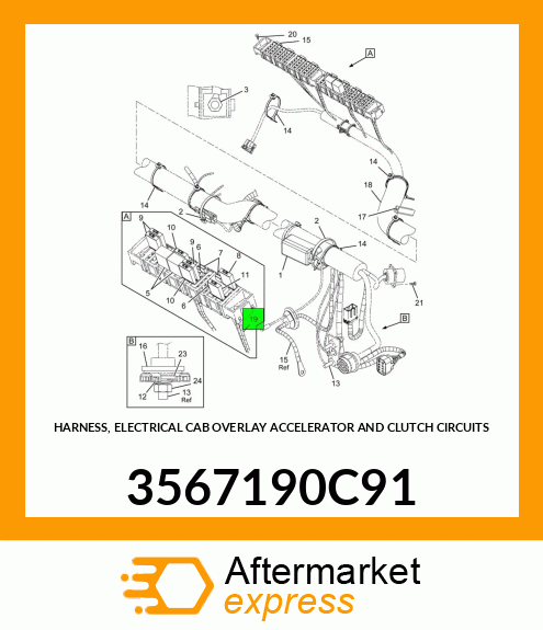 HARNESS, ELECTRICAL CAB OVERLAY ACCELERATOR AND CLUTCH CIRCUITS 3567190C91