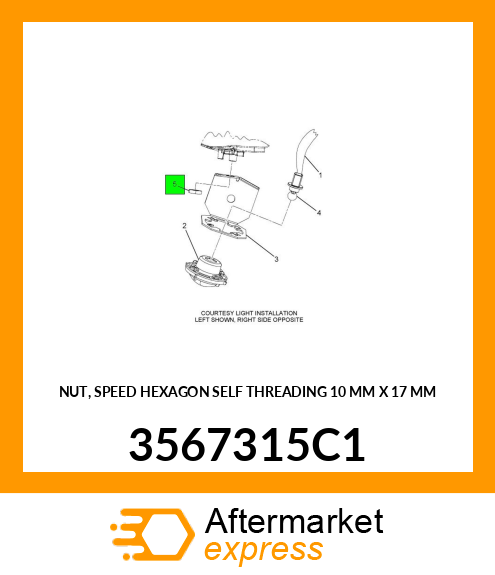 NUT, SPEED HEXAGON SELF THREADING 10 MM X 17 MM 3567315C1