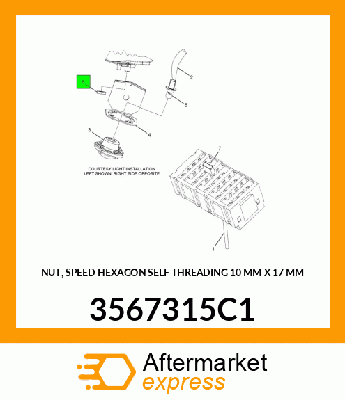 NUT, SPEED HEXAGON SELF THREADING 10 MM X 17 MM 3567315C1