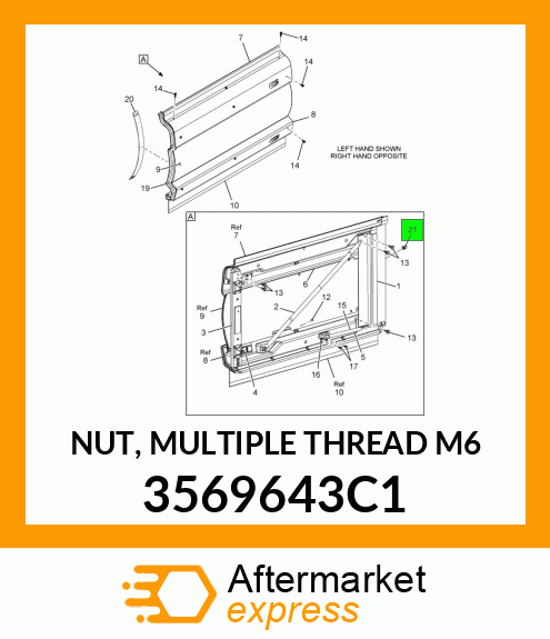 NUT, MULTIPLE THREAD M6 3569643C1