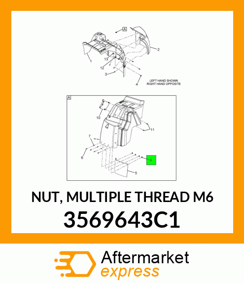 NUT, MULTIPLE THREAD M6 3569643C1