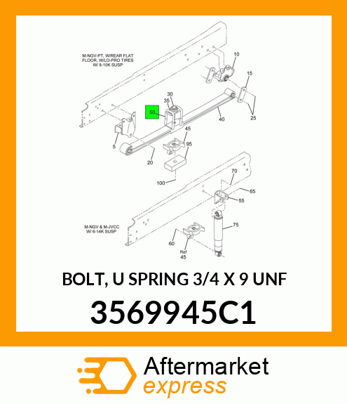 BOLT, "U" SPRING 3/4" X 9" UNF 3569945C1