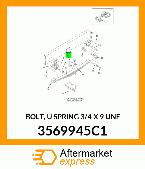 BOLT, "U" SPRING 3/4" X 9" UNF 3569945C1