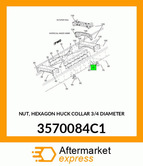 NUT, HEXAGON HUCK COLLAR 3/4" DIAMETER 3570084C1