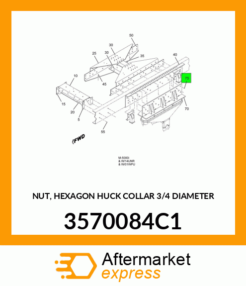 NUT, HEXAGON HUCK COLLAR 3/4" DIAMETER 3570084C1