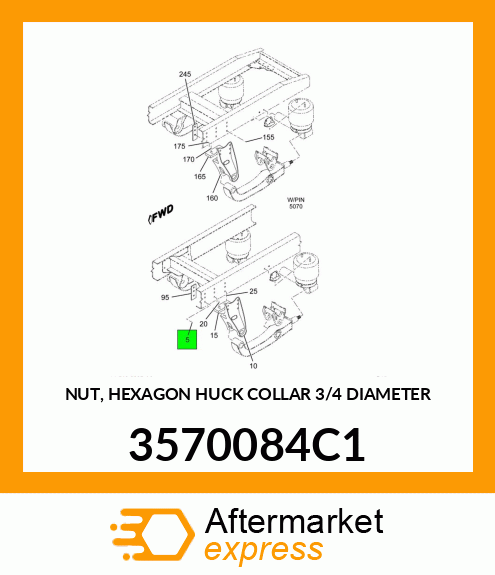 NUT, HEXAGON HUCK COLLAR 3/4" DIAMETER 3570084C1