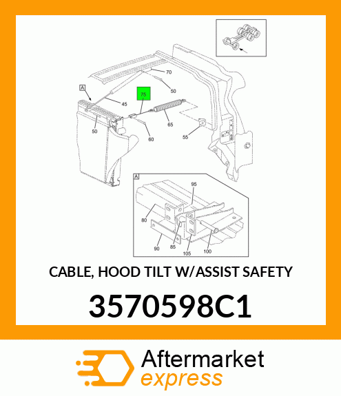 CABLE, HOOD TILT W/ASSIST SAFETY 3570598C1