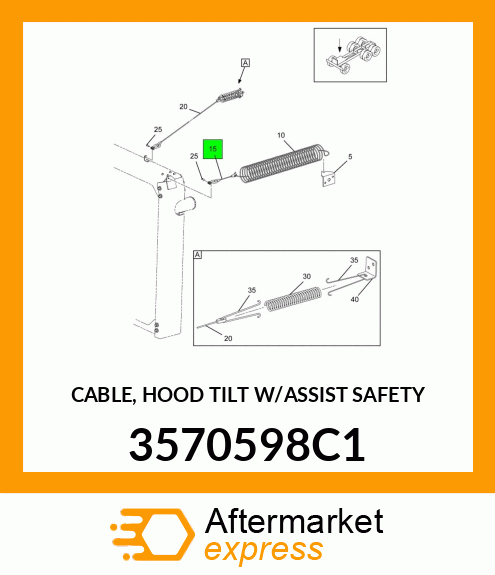 CABLE, HOOD TILT W/ASSIST SAFETY 3570598C1