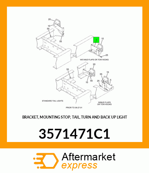 BRACKET, MOUNTING STOP, TAIL, TURN AND BACK UP LIGHT 3571471C1