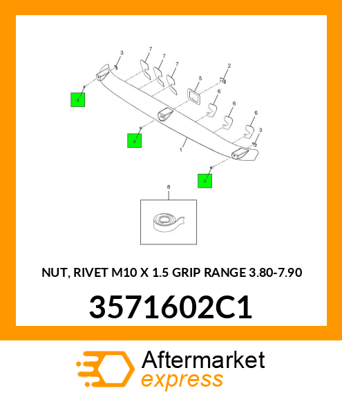 NUT, RIVET M10 X 1.5 GRIP RANGE 3.80-7.90 3571602C1