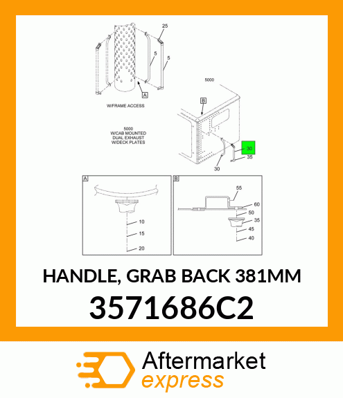 HANDLE, GRAB BACK 381MM 3571686C2