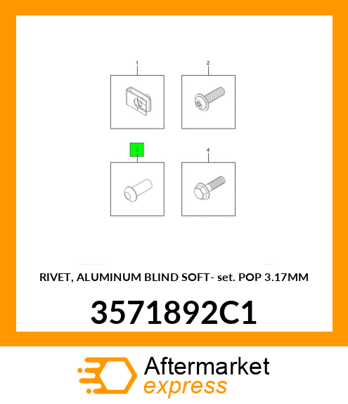 RIVET, ALUMINUM BLIND SOFT- SET POP 3.17MM 3571892C1