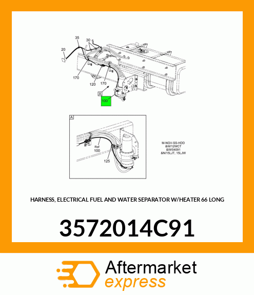 HARNESS, ELECTRICAL FUEL AND WATER SEPARATOR W/HEATER 66" LONG 3572014C91