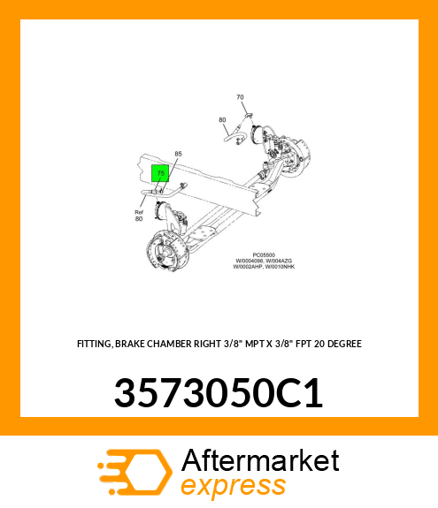 FITTING, BRAKE CHAMBER RIGHT 3/8" MPT X 3/8" FPT 20 DEGREE 3573050C1