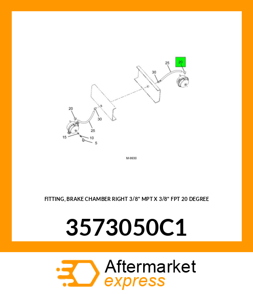 FITTING, BRAKE CHAMBER RIGHT 3/8" MPT X 3/8" FPT 20 DEGREE 3573050C1