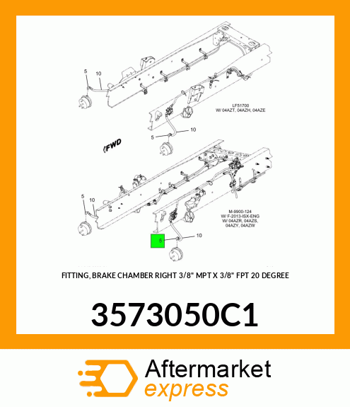 FITTING, BRAKE CHAMBER RIGHT 3/8" MPT X 3/8" FPT 20 DEGREE 3573050C1