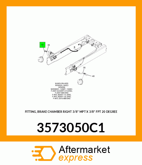 FITTING, BRAKE CHAMBER RIGHT 3/8" MPT X 3/8" FPT 20 DEGREE 3573050C1