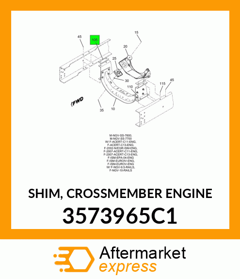 SHIM, CROSSMEMBER ENGINE 3573965C1