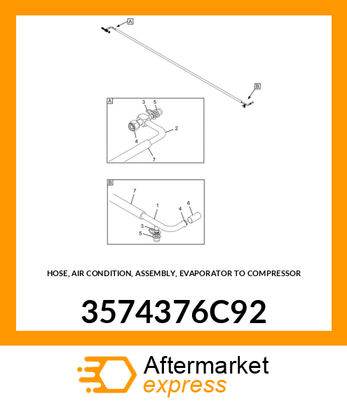 HOSE, AIR CONDITION, ASSEMBLY, EVAPORATOR TO COMPRESSOR 3574376C92