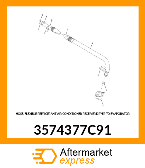 HOSE, FLEXIBLE REFRIGERANT AIR CONDITIONER RECEIVER DRYER TO EVAPORATOR 3574377C91