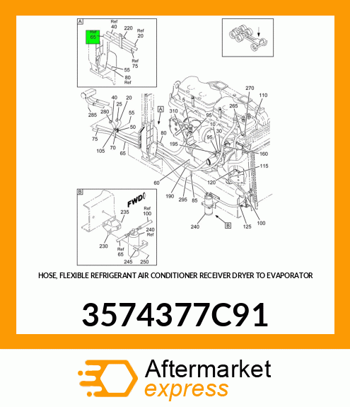 HOSE, FLEXIBLE REFRIGERANT AIR CONDITIONER RECEIVER DRYER TO EVAPORATOR 3574377C91