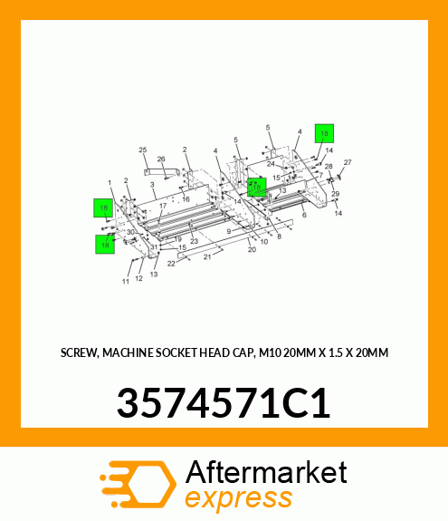 SCREW, MACHINE SOCKET HEAD CAP, M10 20MM X 1.5 X 20MM 3574571C1