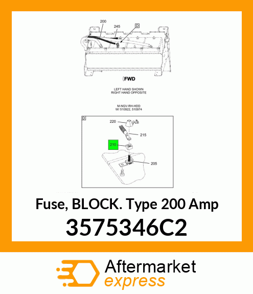 Fuse, Block Type 200 Amp 3575346C2