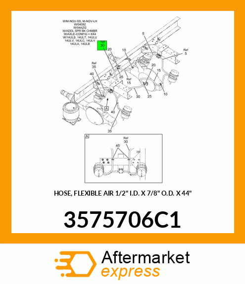 HOSE, FLEXIBLE AIR 1/2" I.D. X 7/8" O.D. X 44" 3575706C1