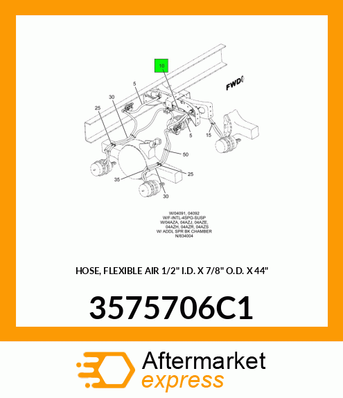 HOSE, FLEXIBLE AIR 1/2" I.D. X 7/8" O.D. X 44" 3575706C1
