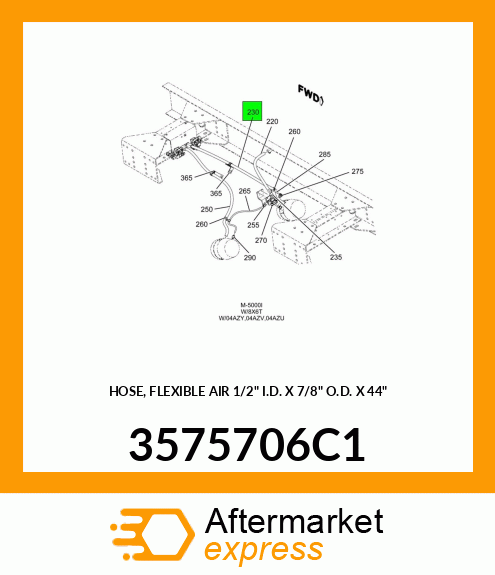 HOSE, FLEXIBLE AIR 1/2" I.D. X 7/8" O.D. X 44" 3575706C1