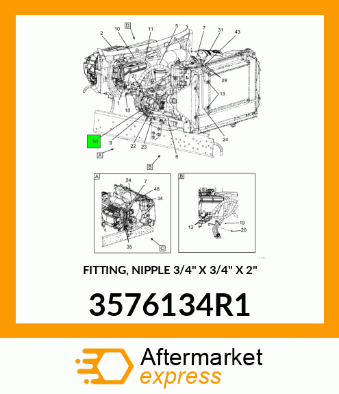 FITTING, NIPPLE 3/4" X 3/4" X 2" 3576134R1