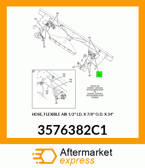HOSE, FLEXIBLE AIR 1/2" I.D. X 7/8" O.D. X 34" 3576382C1