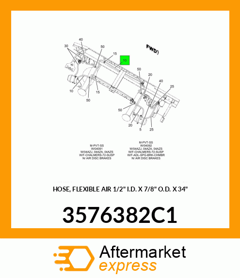 HOSE, FLEXIBLE AIR 1/2" I.D. X 7/8" O.D. X 34" 3576382C1