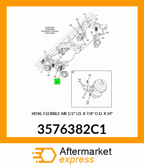 HOSE, FLEXIBLE AIR 1/2" I.D. X 7/8" O.D. X 34" 3576382C1