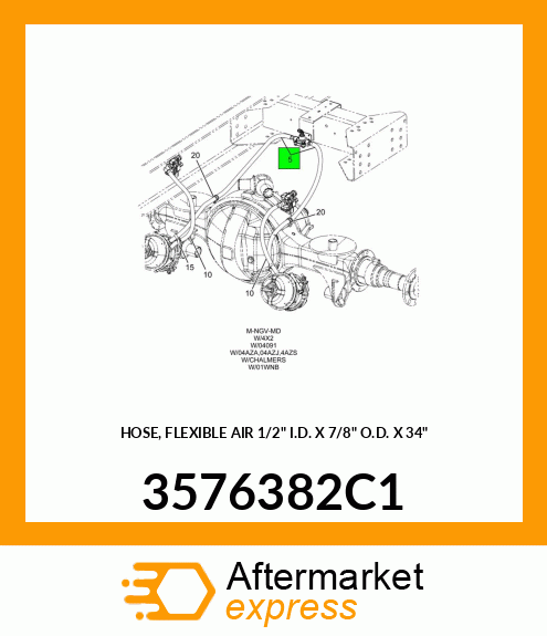 HOSE, FLEXIBLE AIR 1/2" I.D. X 7/8" O.D. X 34" 3576382C1