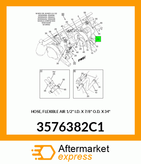 HOSE, FLEXIBLE AIR 1/2" I.D. X 7/8" O.D. X 34" 3576382C1