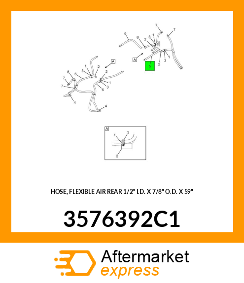 HOSE, FLEXIBLE AIR REAR 1/2" I.D. X 7/8" O.D. X 59" 3576392C1