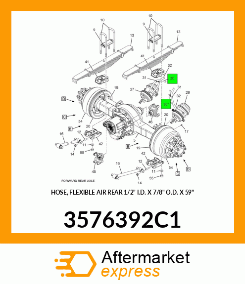 HOSE, FLEXIBLE AIR REAR 1/2" I.D. X 7/8" O.D. X 59" 3576392C1