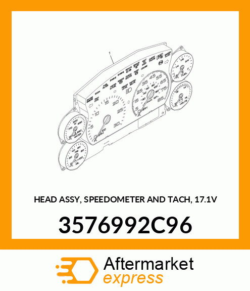 HEAD ASSY, SPEEDOMETER AND TACH, 17.1V 3576992C96