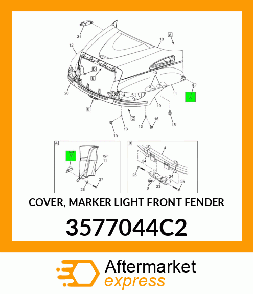 COVER, MARKER LIGHT FRONT FENDER 3577044C2