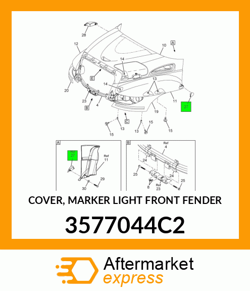 COVER, MARKER LIGHT FRONT FENDER 3577044C2