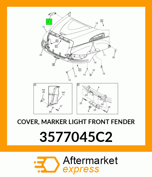 COVER, MARKER LIGHT FRONT FENDER 3577045C2