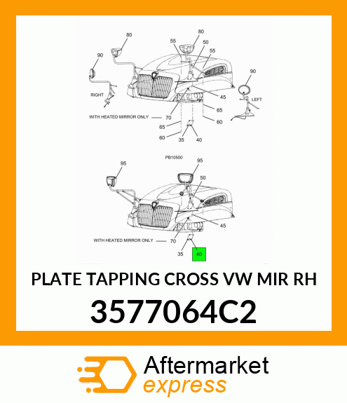 PLATE TAPPING CROSS VW MIR RH 3577064C2