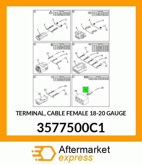 TERMINAL, CABLE FEMALE 18-20 GAUGE 3577500C1
