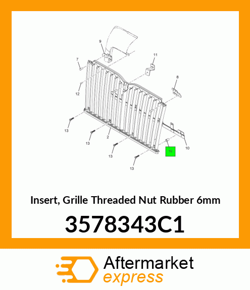 Insert, Grille Threaded Nut Rubber 6mm 3578343C1