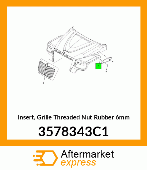 Insert, Grille Threaded Nut Rubber 6mm 3578343C1