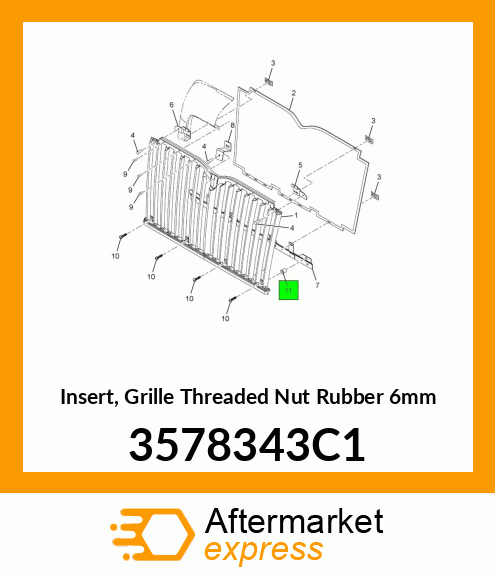 Insert, Grille Threaded Nut Rubber 6mm 3578343C1