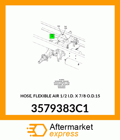 HOSE, FLEXIBLE AIR 1/2" I.D. X 7/8" O.D.15" 3579383C1