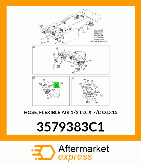 HOSE, FLEXIBLE AIR 1/2" I.D. X 7/8" O.D.15" 3579383C1