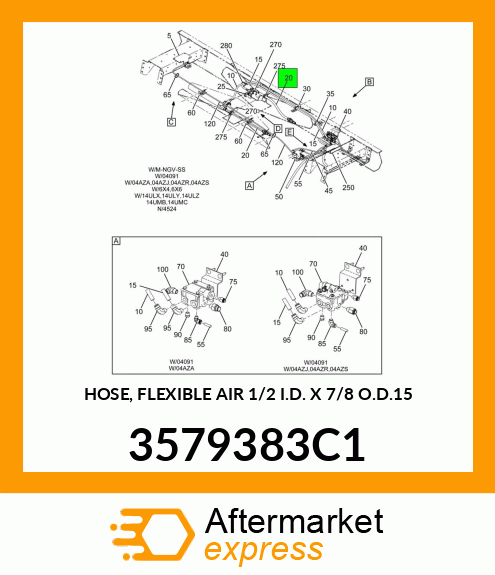 HOSE, FLEXIBLE AIR 1/2" I.D. X 7/8" O.D.15" 3579383C1